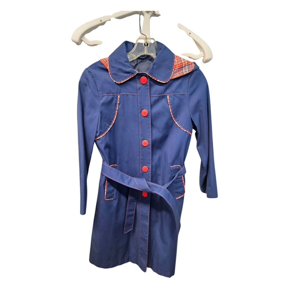 Sears Blue Vintage 80's Girls Hooded Long Jacket Size 10 - Picture 3 of 9